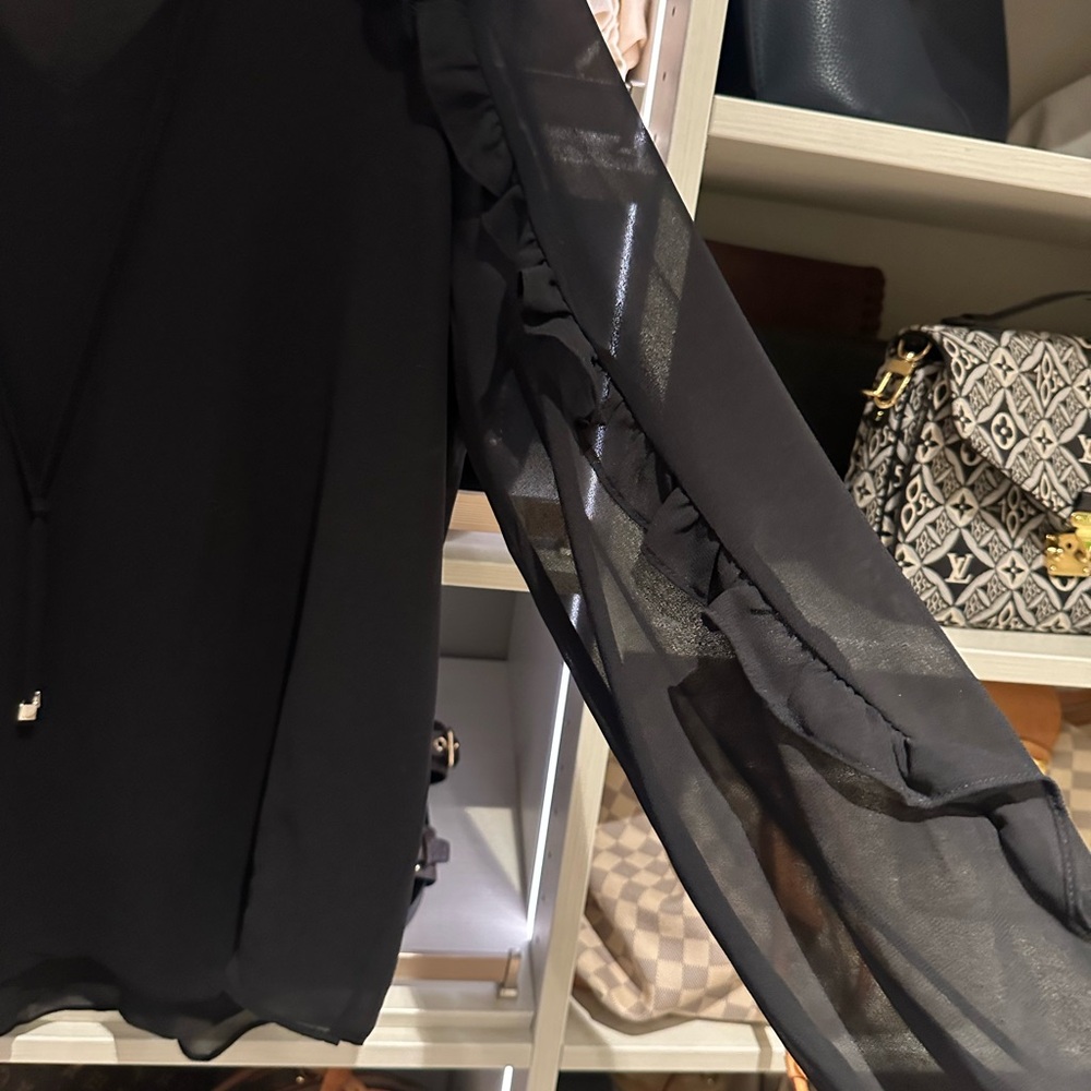 Calvin Klein Black Ruffle Blouse - Picture 3 of 10